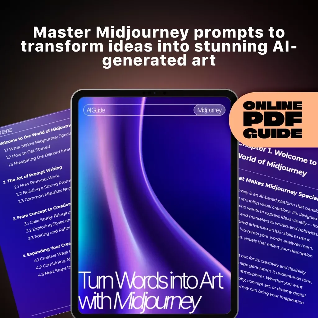 Turn Words into Art with Midjourney | How to Use Midjourney Guide for Beginners, Creators & Digital Artists | AI Art Prompt Writing eBook
