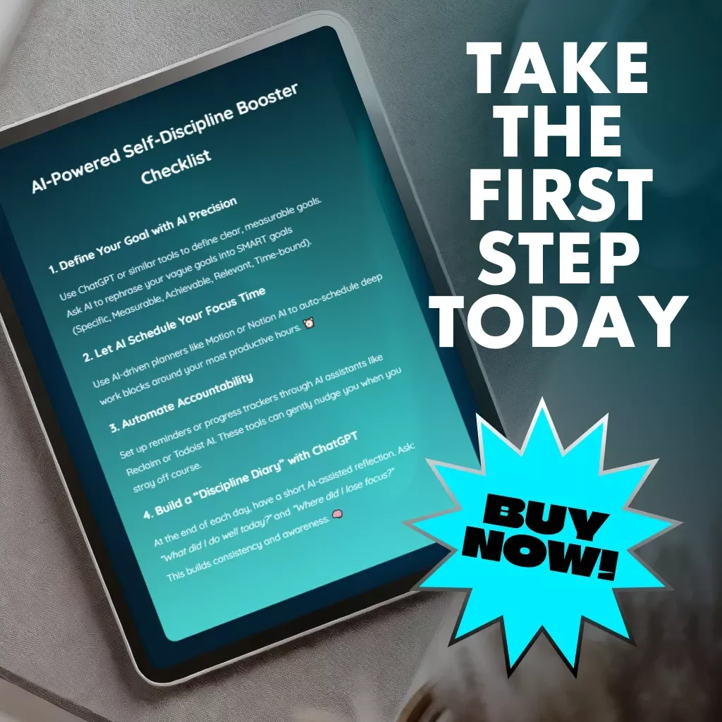 AI-Powered Self-Discipline Booster Checklist | Digital Download | How to Use AI to Improve Self-Discipline Guide | Productivity & Habit Tracker Printable