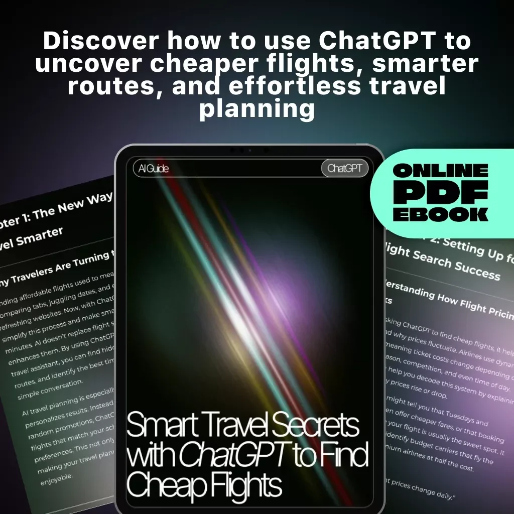 Smart Travel Secrets with ChatGPT to Find Cheap Flights | How to Use ChatGPT to Find Cheap Flights eBook | AI Travel Hacks, Budget Flight Guide, Digital Download for Smart Travelers