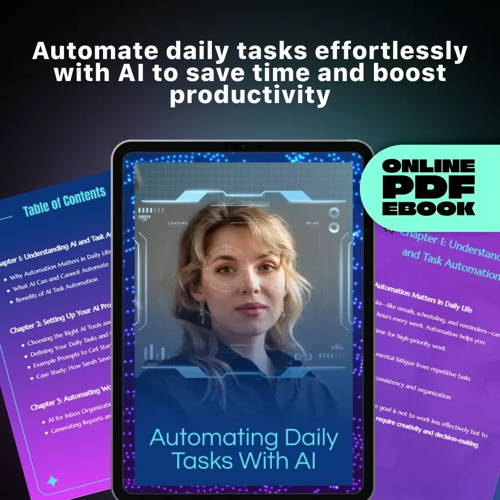 Automating Daily Tasks with AI | Best Way to Automate Daily Tasks with AI | Time-Saving Productivity eBook for Entrepreneurs, Creators & Professionals