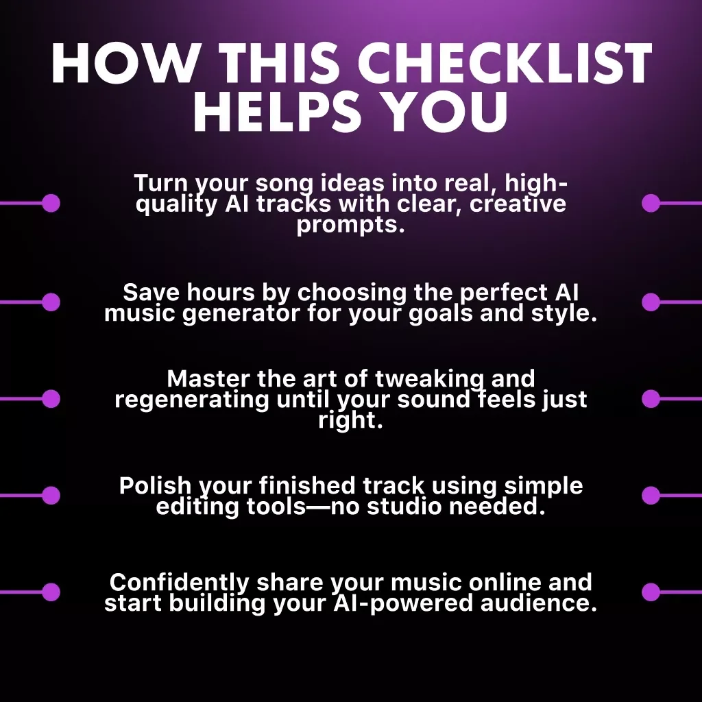 The Ultimate “AI Hitmaker” Checklist: How to Make AI Music That Sounds Like Magic | AI Music Creation Guide for Beginners, Musicians & Creators | Digital Download eBook & Step-by-Step Tutorial on How to Make AI Music