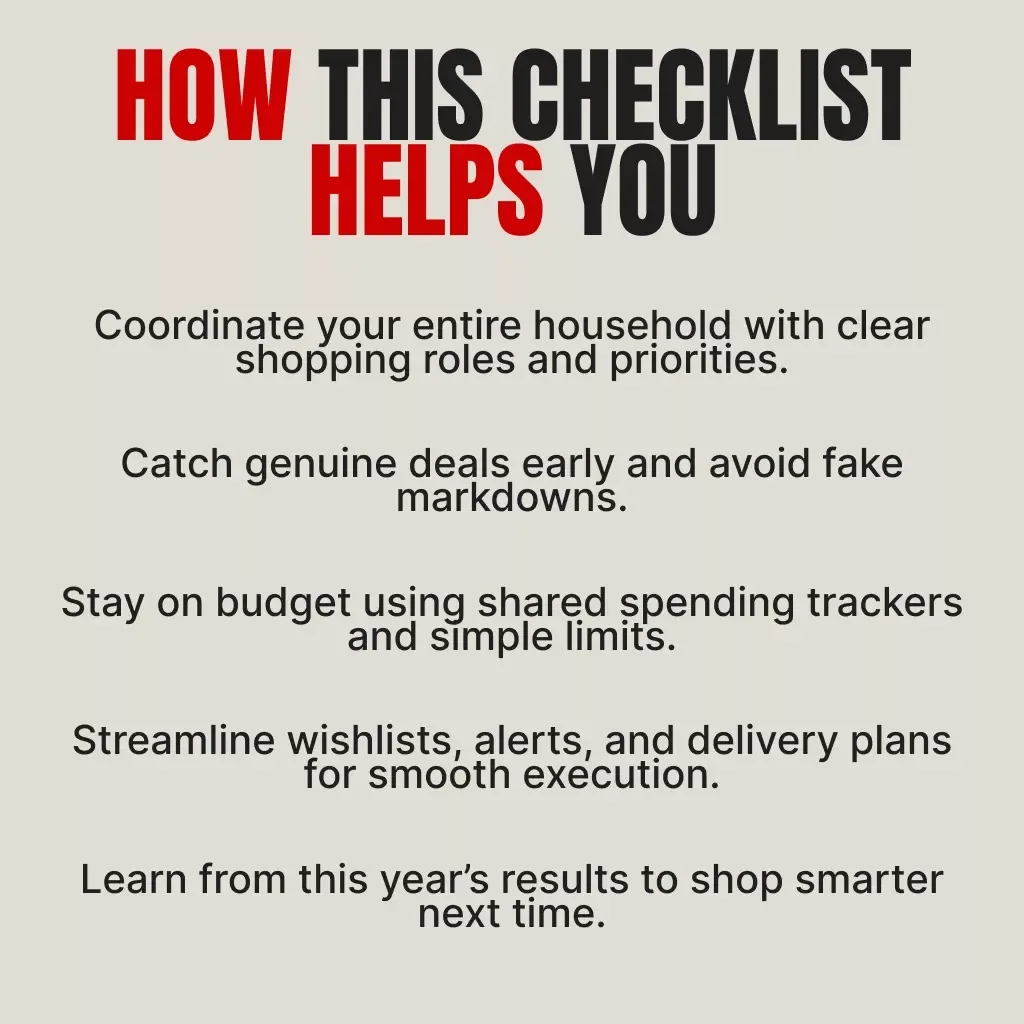 The Big Household Black Friday Master Plan | Ultimate Family Shopping Checklist | Digital Download Guide for How to Make a Black Friday Plan for a Big Household