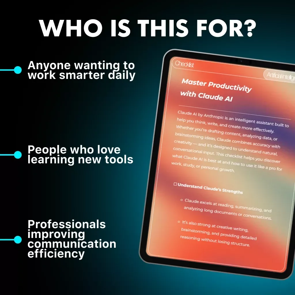 Master Productivity with Claude AI | Digital Checklist for Writers, Professionals & Creators | Learn What Is Claude AI Good For and Boost Efficiency