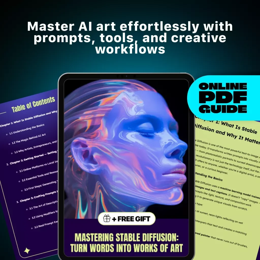 Mastering Stable Diffusion: Turn Words Into Works of Art | AI Art Guide | Learn How to Use Stable Diffusion for Stunning Visual Creations | Digital Download eBook