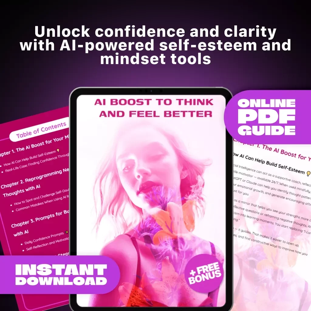 AI Boost to Think and Feel Better | Self-Esteem Guide | How to Use AI to Improve Self-Esteem | Digital Download for Confidence & Personal Growth