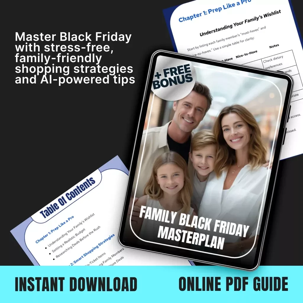 Family Black Friday Masterplan | Ultimate Guide for How to Plan Black Friday Shopping for Multiple Family Members | Digital Download eBook & Checklist for Stress-Free Savings