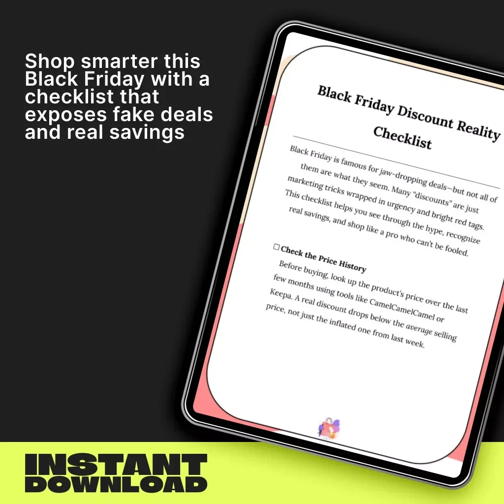 Black Friday Discount Reality Checklist | Digital Download | Smart Shopping Guide, eBook & Printable Checklist for Real Savings and Price Comparison