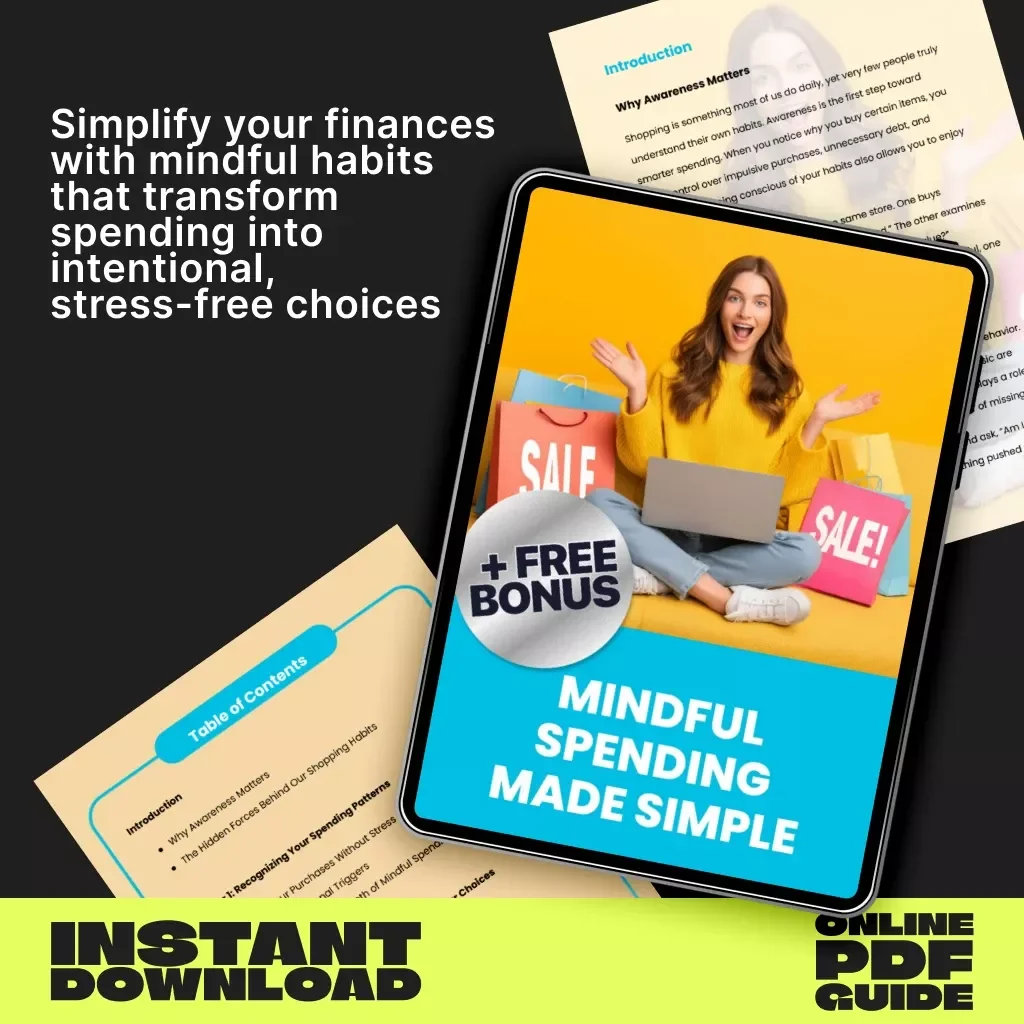 Mindful Spending Made Simple | Digital Guide on How to Be Aware of Shopping Habits, Financial Mindfulness, and Smarter Money Choices | Printable & Downloadable eBook for Conscious Consumers