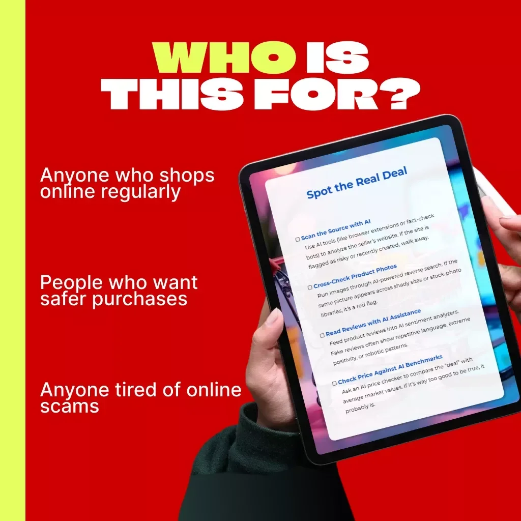 Spot the Real Deal | AI-Powered Checklist to Verify Online Deals & Avoid Scams | Digital Download Guide on How to Check if Deals Are Real with AI