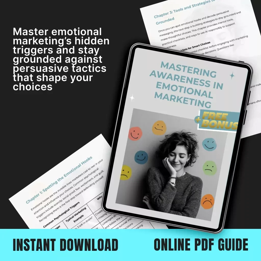 Mastering Awareness in Emotional Marketing Guide | Digital Download for Smart Consumers | Learn how to avoid emotional marketing tricks & Decode Persuasive Messaging