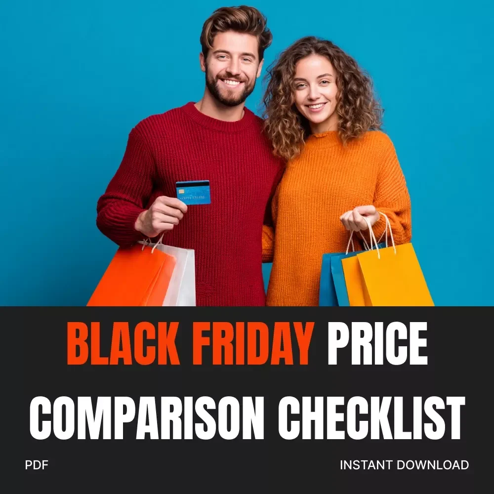 Black Friday Price Comparison Checklist: Shop Smart & Save Big | Printable Shopping Planner, Holiday Savings Guide, tips for comparing prices easily