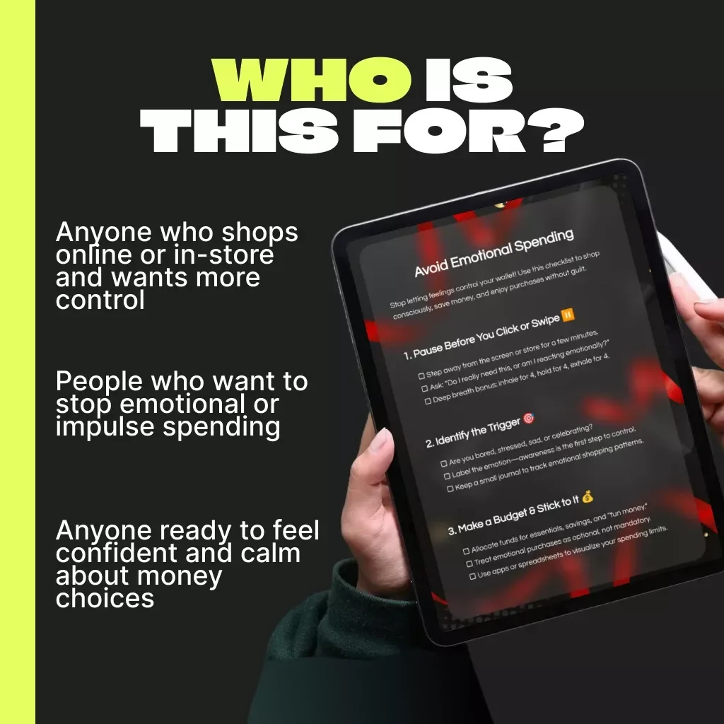 Avoid Emotional Spending | Digital Guide & Checklist for Mindful Shopping, Budget Control, and Smart Money Habits | Printable Self-Help eBook for Conscious Consumers