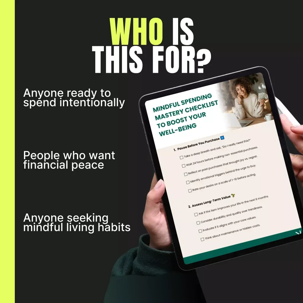 Mindful Spending Mastery Checklist to Boost Your Well-Being | Digital Download for Conscious Consumers | Guide to Mindful Money Habits & How to Think About How Purchases Affect Well-Being