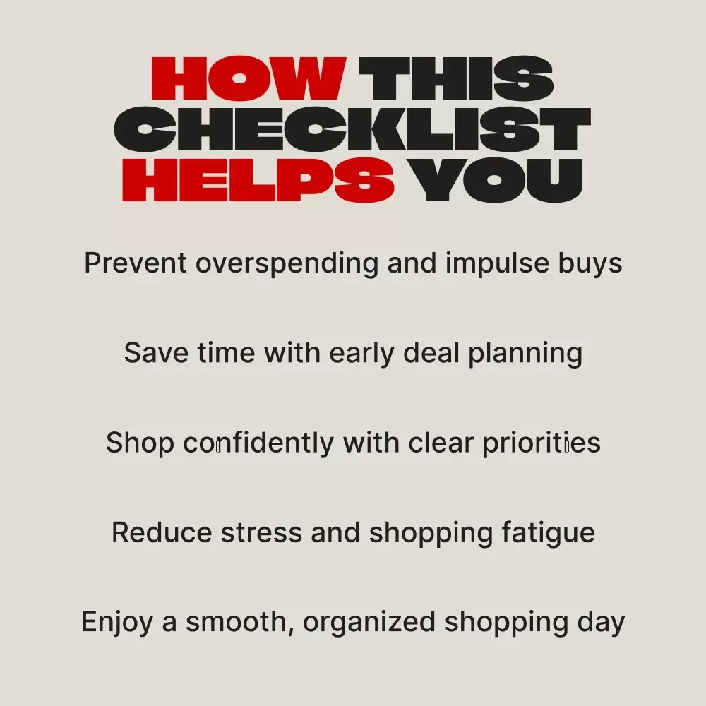 Black Friday Checklist: Avoid Last-Minute Panic Buying | How to Avoid Panic Buying Last-Minute Items | Printable Digital Download