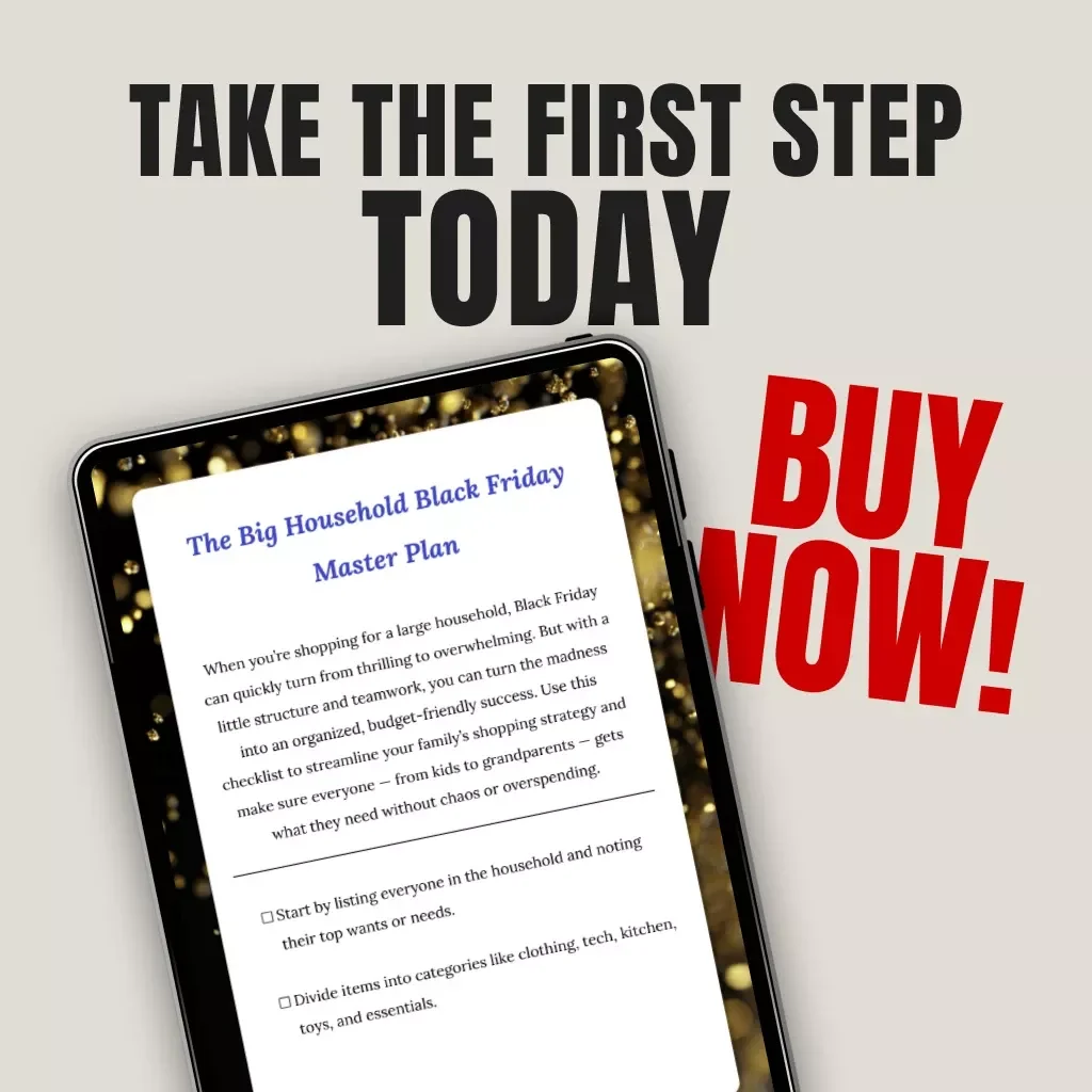 The Big Household Black Friday Master Plan | Ultimate Family Shopping Checklist | Digital Download Guide for How to Make a Black Friday Plan for a Big Household