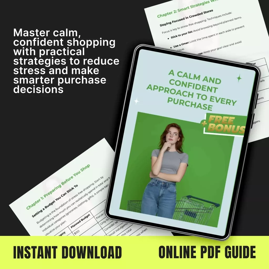 A Calm and Confident Approach to Every Purchase | Digital Shopping Guide for Stress-Free Decisions, Mindful Spending & Smart Buying Habits | Tips for Reducing Shopping Stress