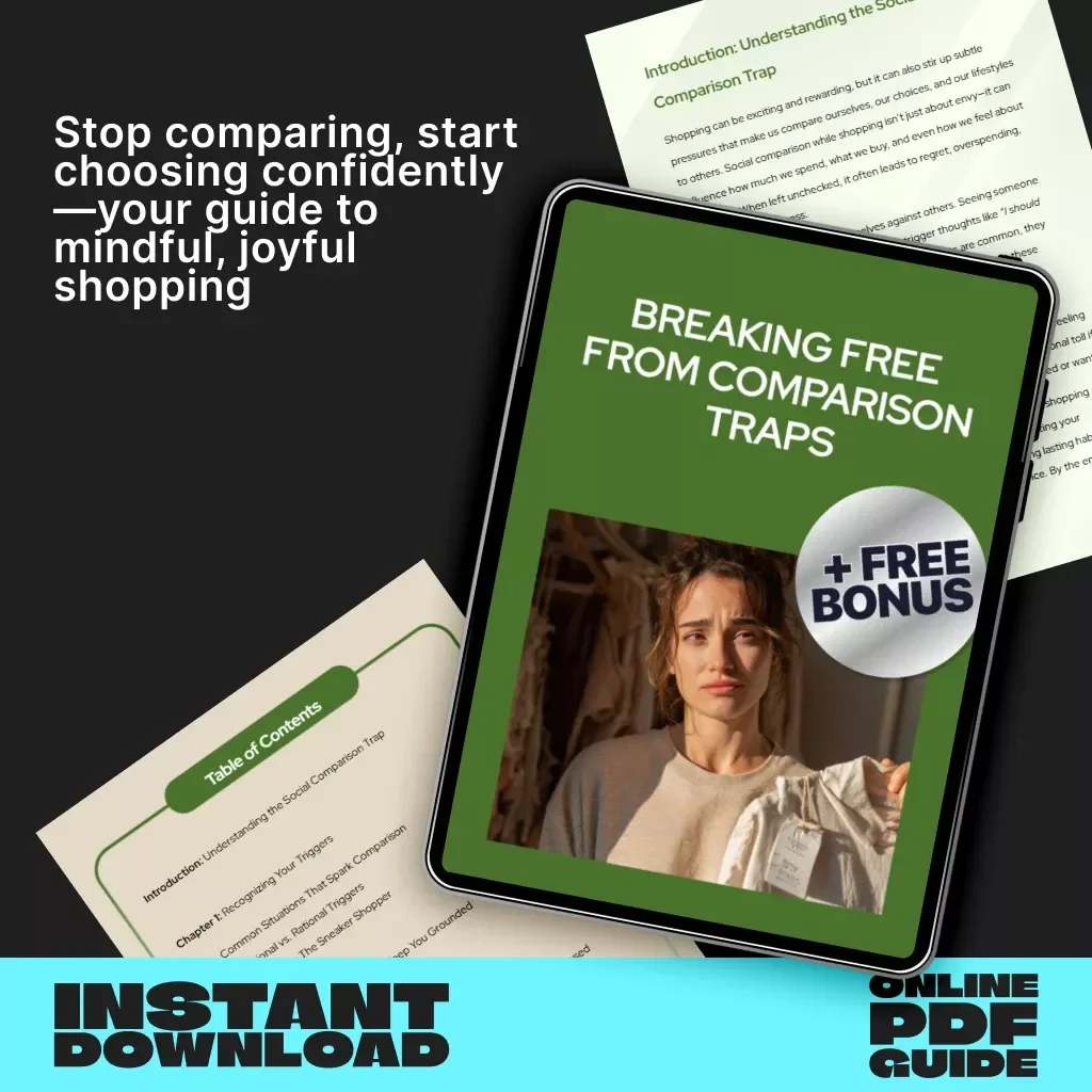 Breaking Free from Comparison Traps | Digital Self-Growth Guide for Mindful Shopping | How to Ignore Social Comparison When Shopping | Printable eBook, Mindset & Habit Builder