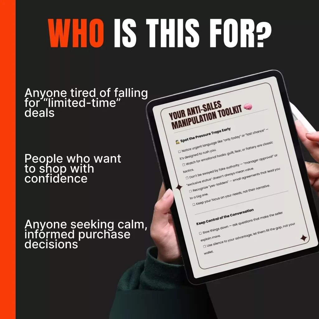 Your Anti-Sales Manipulation Toolkit | Printable Checklist for Smart Shoppers | How to Resist High-Pressure Sales & Emotional Persuasion | Digital Download Self-Protection Guide
