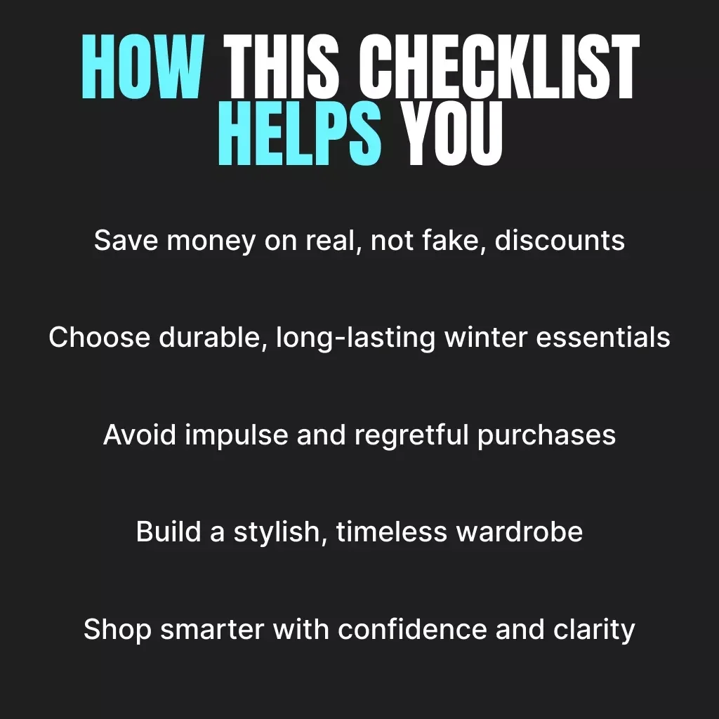 7 Reasons to Think Twice Before Buying Winter Clothes | Digital Guide, eBook, and Printable Checklist for Smart Winter Shopping & Black Friday Buyers