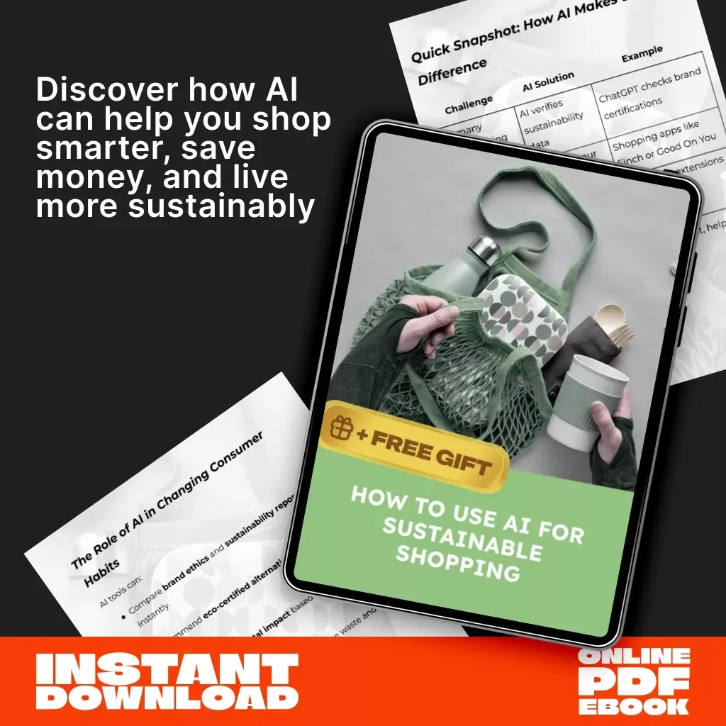 How to Use AI for Sustainable Shopping | Eco-Friendly eBook & Digital Guide for Conscious Shoppers | Learn to Shop Smarter, Reduce Waste, and Use AI Tools for Green Living