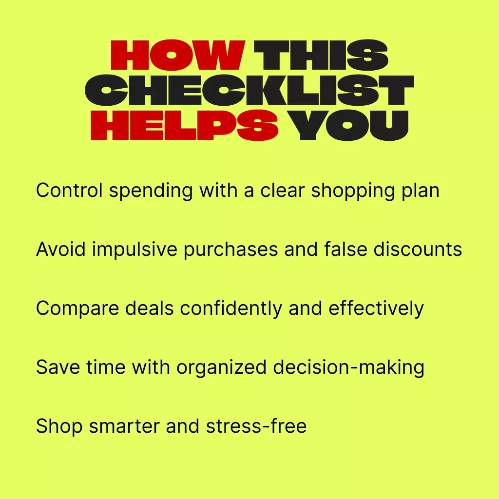 Black Friday Deal Comparison Checklist: Stay Objective & Save Smart | Best Way to Stay Objective While Comparing Deals | Printable Digital Download