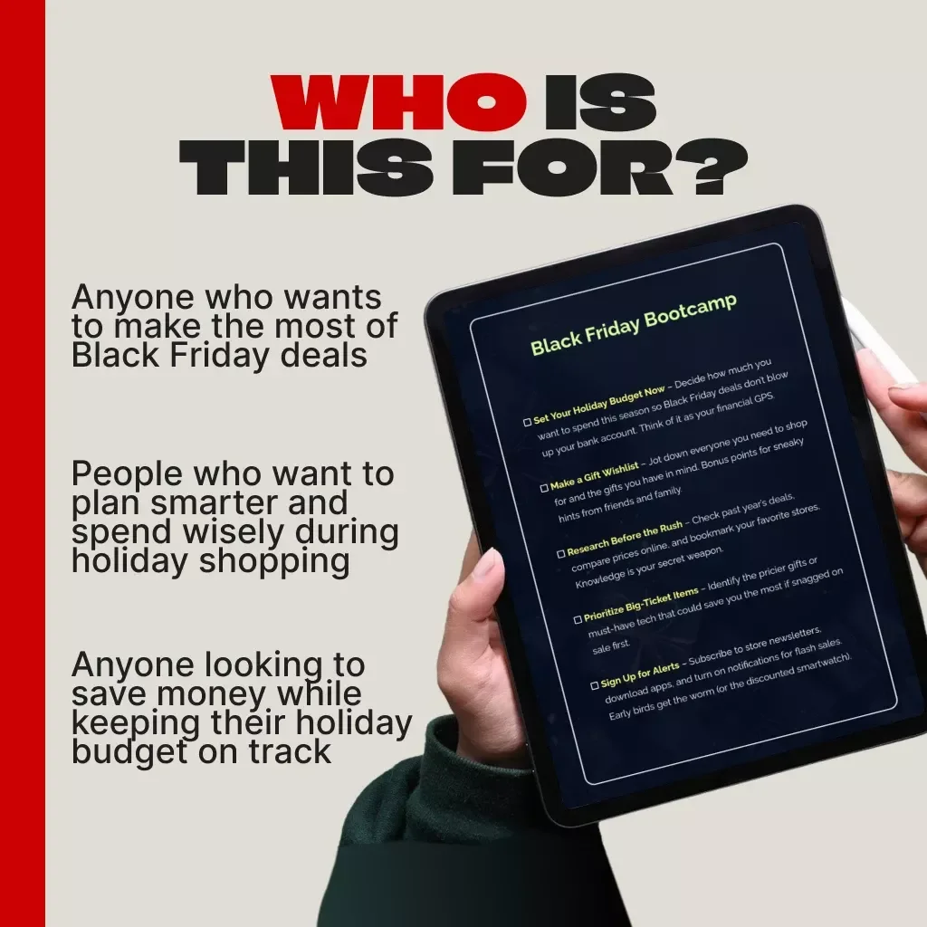 Black Friday Bootcamp Checklist | How to Plan Black Friday Purchases to Save for Holidays | Digital Download Guide for Smart Shoppers