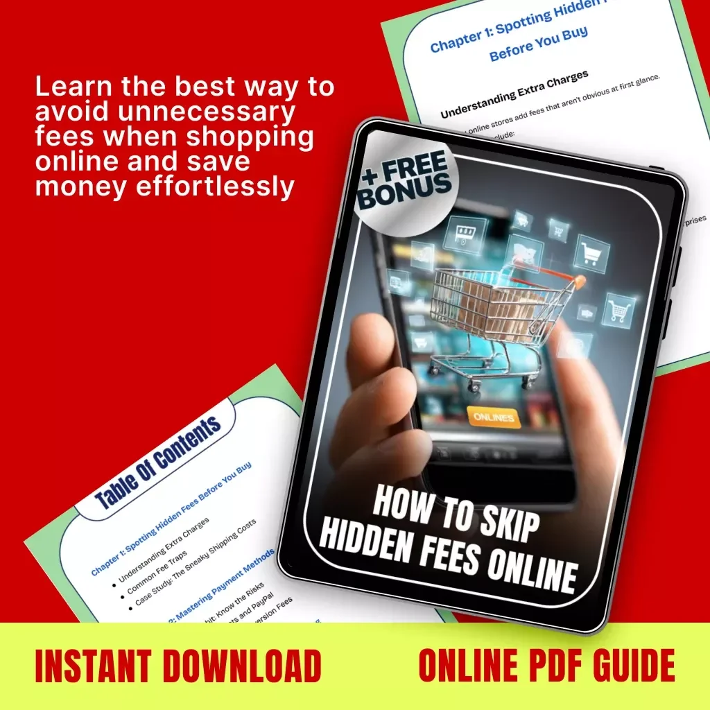 How to Skip Hidden Fees Online | Digital Guide for Smart Shoppers | Best Way to Avoid Unnecessary Fees When Shopping Online | Printable eBook PDF Download