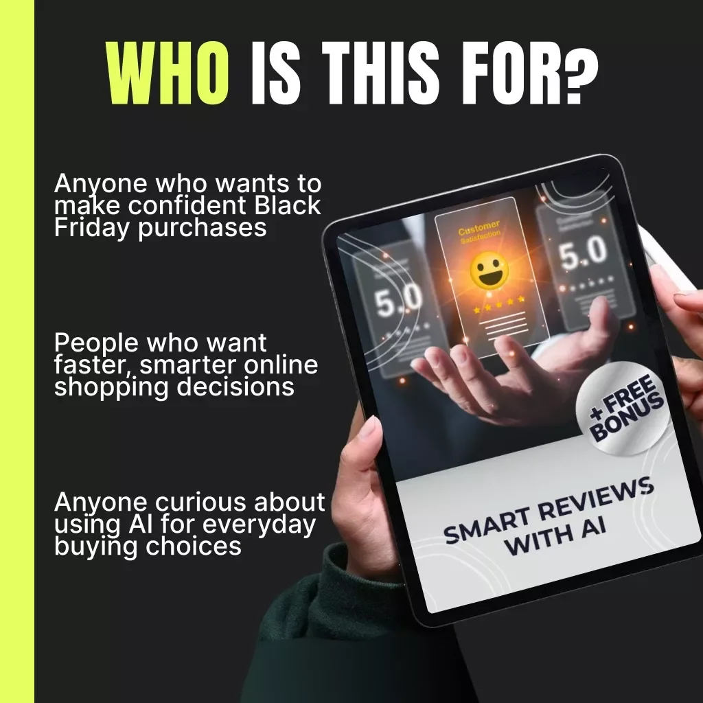 Smart Reviews with AI | Black Friday Shopping Guide | AI eBook for Smarter Buying Decisions | Digital Download | AI Prompts & Tools for Honest Product Reviews