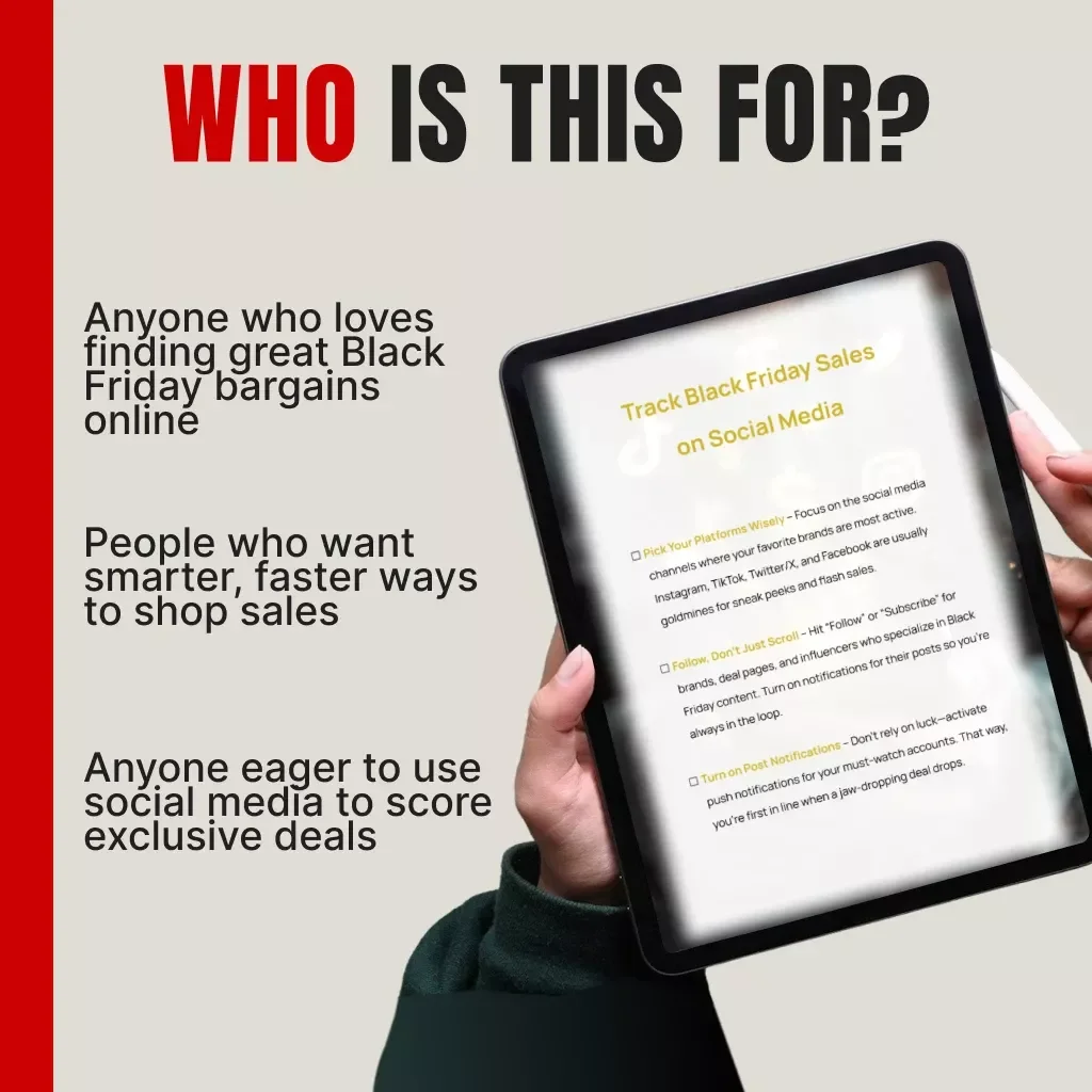 Track Black Friday Sales on Social Media | Digital Guide, eBook & Checklist for Finding the Best Black Friday Deals Online | Social Media Strategy for Shoppers | Instant Download