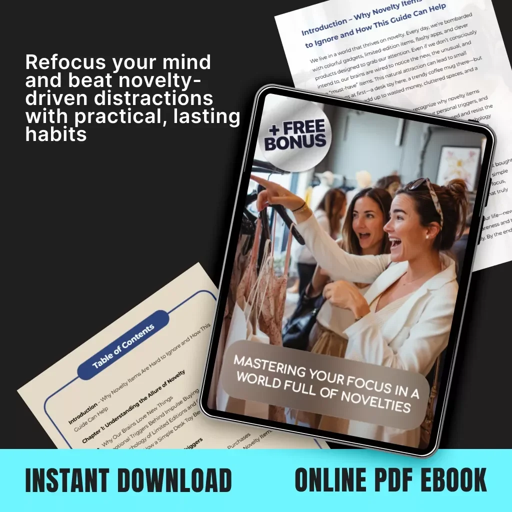 Mastering Your Focus in a World Full of Novelties | eBook Guide with Tips for Ignoring Novelty Items, Overcoming Impulse Buys & Building Long-Term Focus