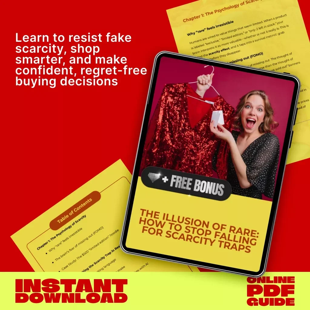 The Illusion of Rare: How to Stop Falling for Scarcity Traps | Digital Guide on How to Avoid Buying Because Things Seem Rare | Mindful Shopping eBook for Smarter Spending