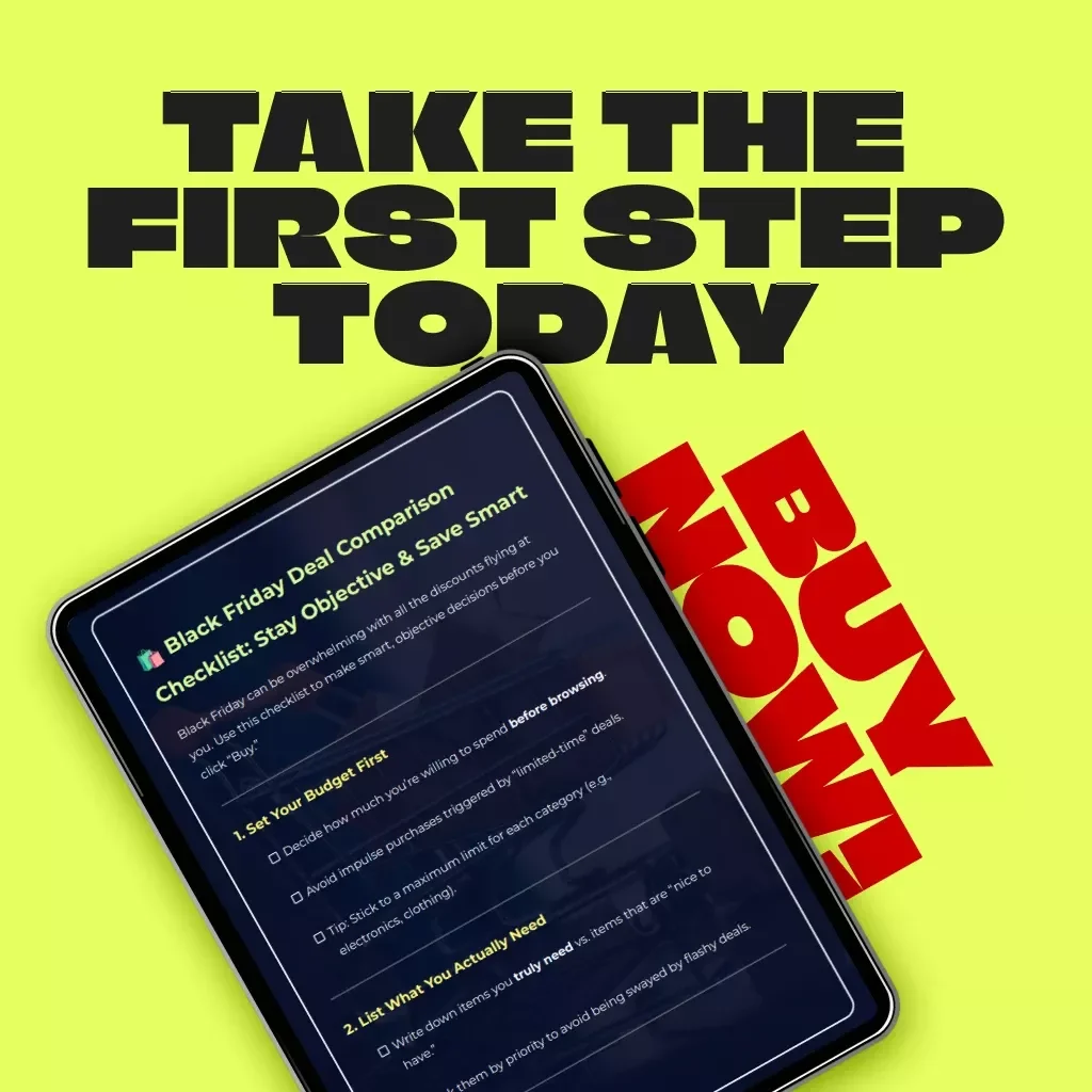 Black Friday Deal Comparison Checklist: Stay Objective & Save Smart | Best Way to Stay Objective While Comparing Deals | Printable Digital Download