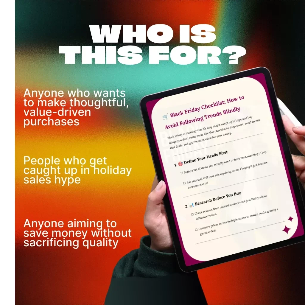 Black Friday Checklist: How to Avoid Following Trends Blindly | Smart Shopping Guide | Digital Download | Money-Saving eBook | Budget Planner for Savvy Shoppers
