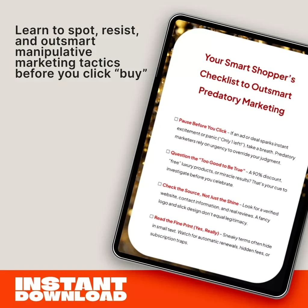 Your Smart Shopper’s Checklist to Outsmart Predatory Marketing | Digital Download | Consumer Protection Guide | eBook for Smart Online Shopping | Avoid Scams & Manipulative Ads