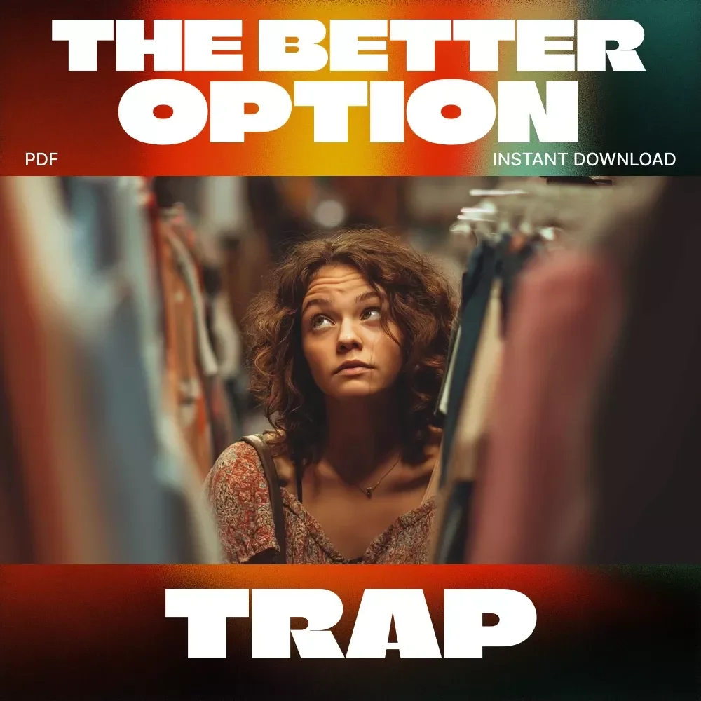 The Better Option Trap: How Not to Be Fooled by Illusions of Choice | Digital Guide on how to avoid being tricked by “better option” tricks, decision-making eBook, mindset & clarity workbook
