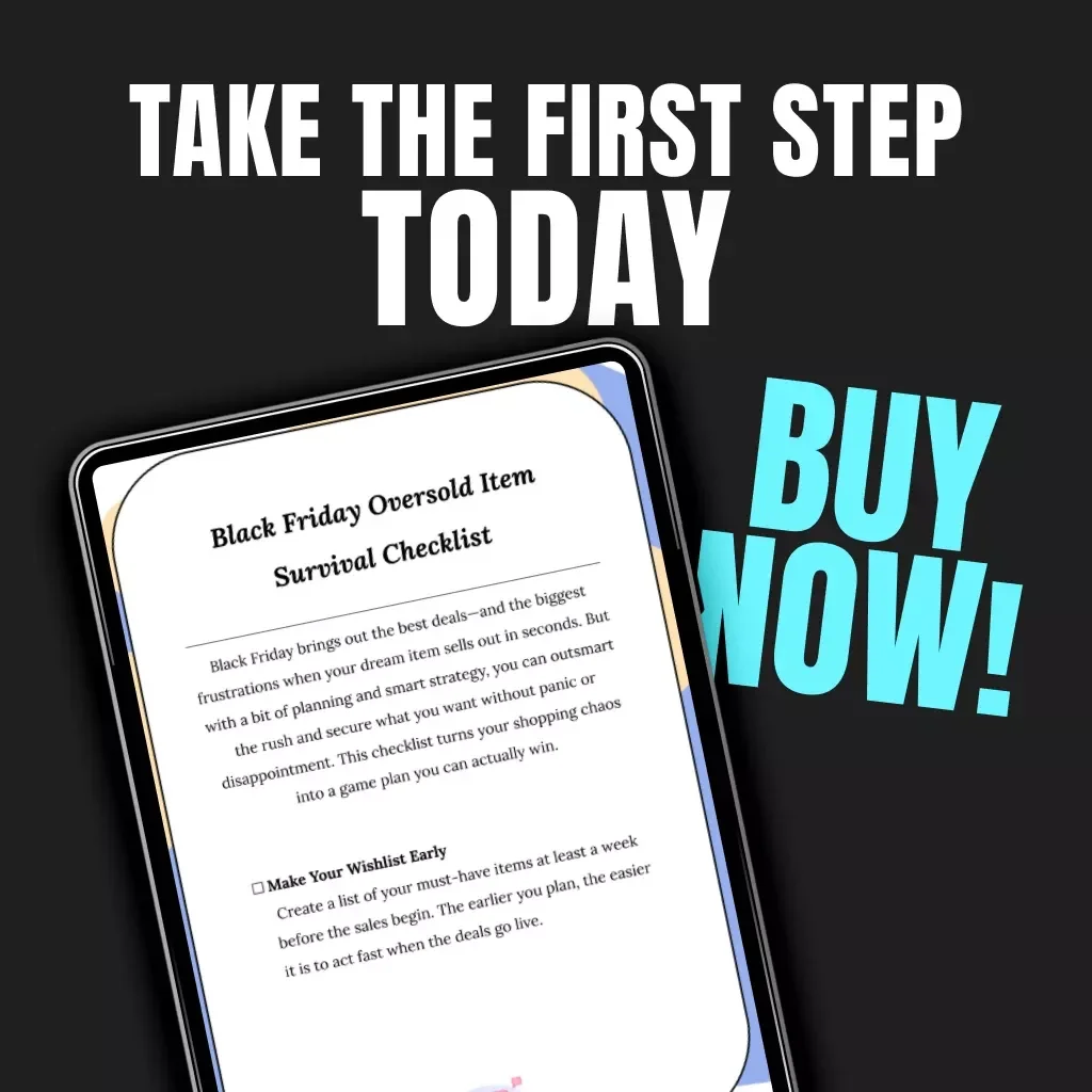 Black Friday Oversold Item Survival Checklist | Digital Download Guide for Smart Shoppers | Holiday Shopping Planner, Black Friday eBook, Online Deal Strategy