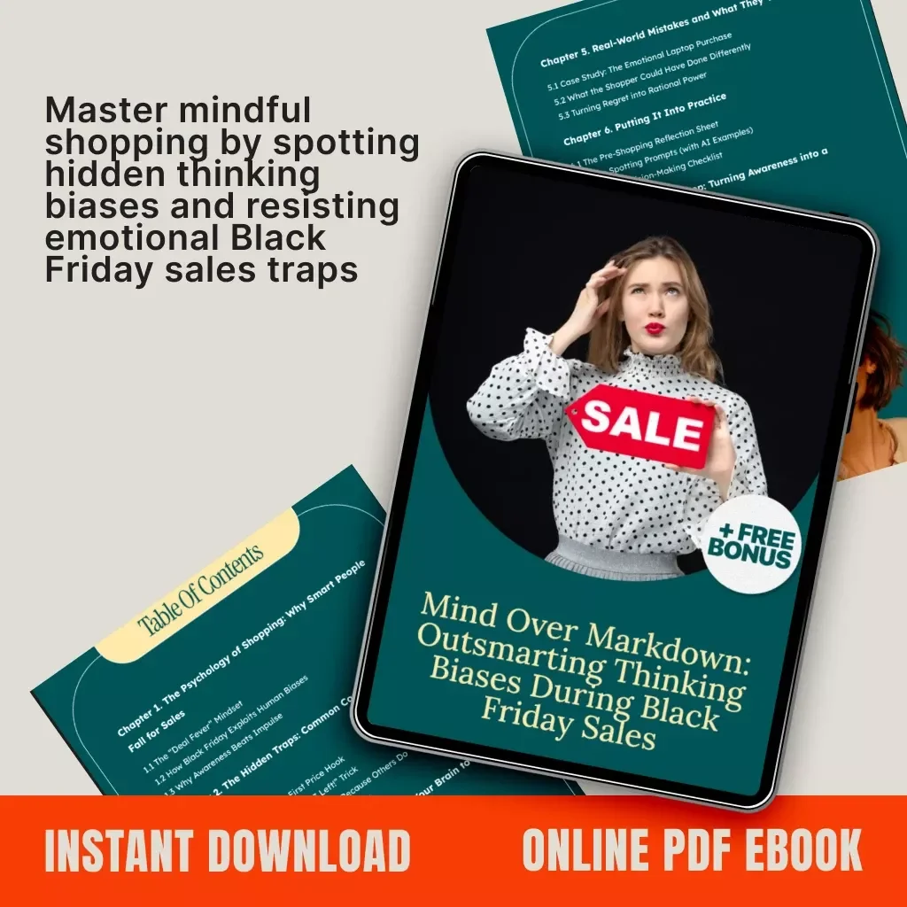 Mind Over Markdown: Outsmarting Thinking Biases During Black Friday Sales – Digital eBook Guide | How to Spot Thinking Biases When Shopping | Cognitive Bias Awareness for Smart Shoppers