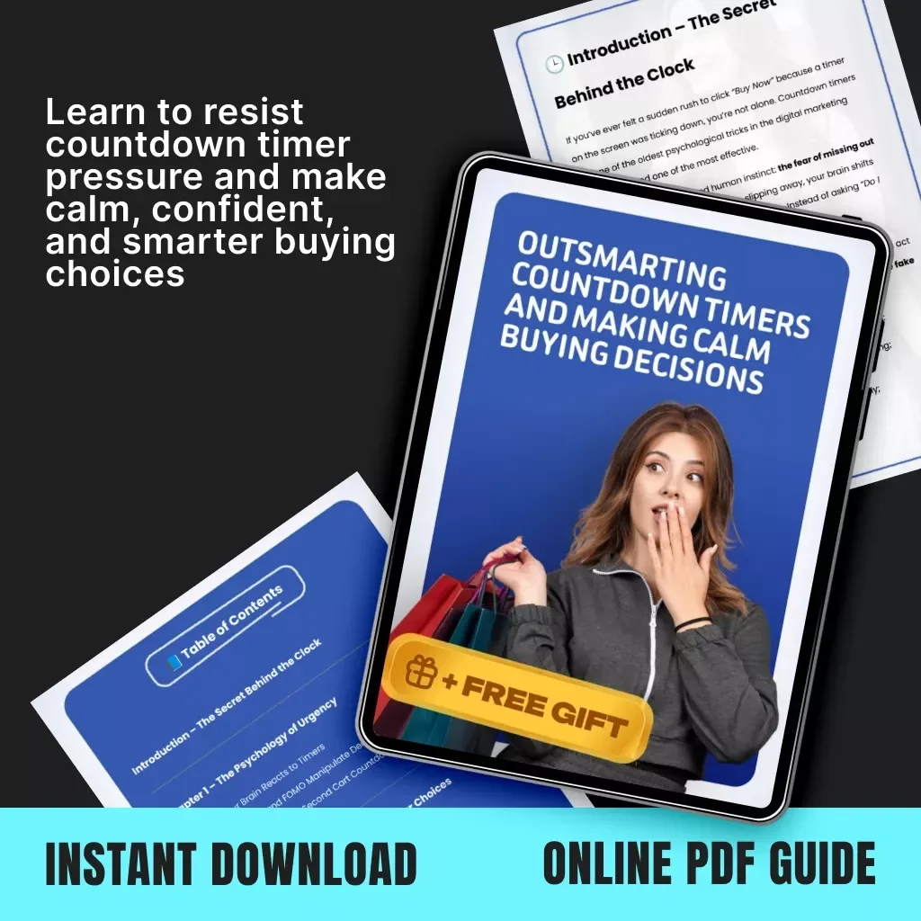 Outsmarting Countdown Timers and Making Calm Buying Decisions – Digital Guide | Learn how to ignore countdown timers, shop mindfully, and make stress-free purchasing choices | eBook for mindful shoppers, smart consumers, and conscious buyers
