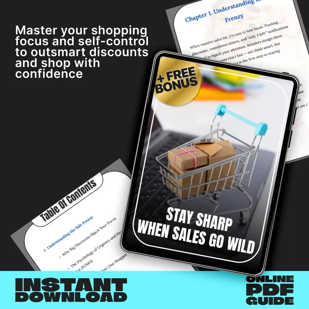 Stay Sharp When Sales Go Wild | Focus & Self-Control Guide for Smart Shoppers | Digital Download on How to Stay Focused During Massive Sales