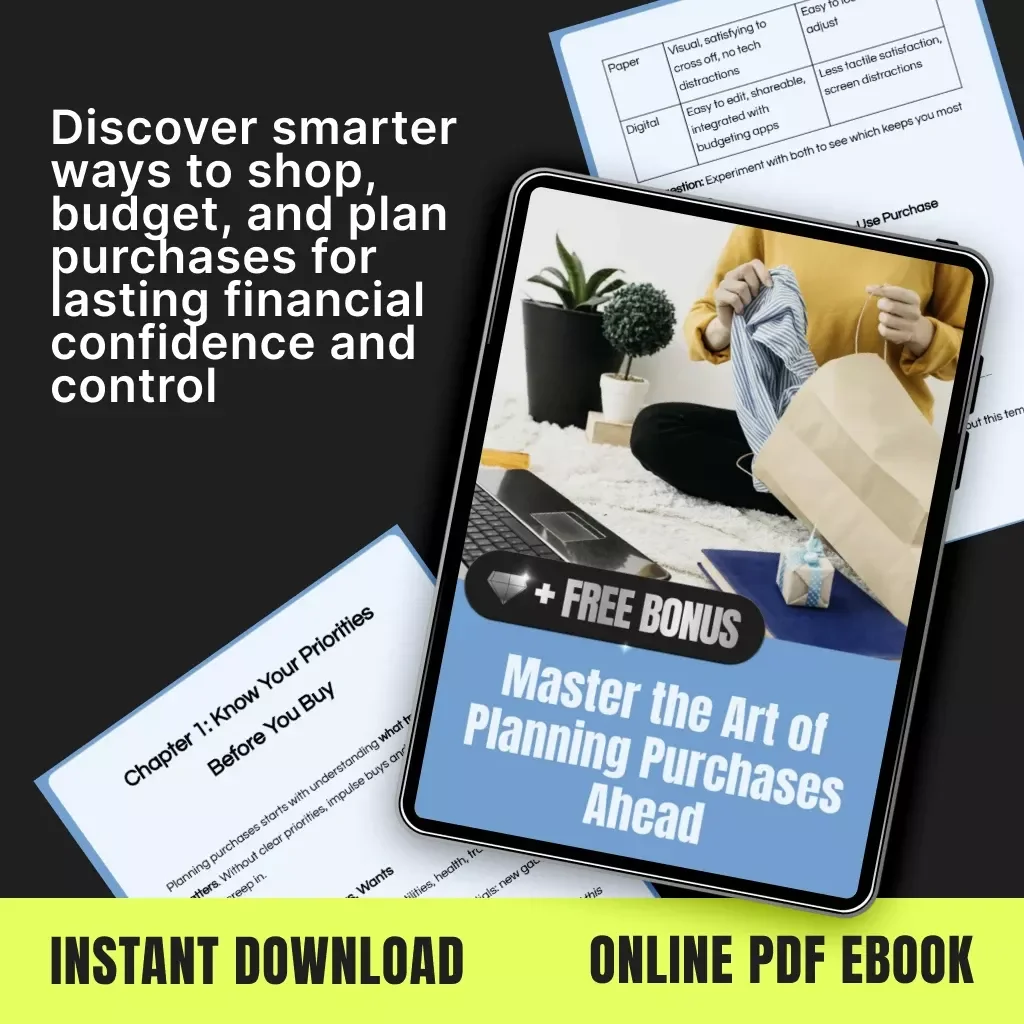 Master the Art of Planning Purchases Ahead | Budgeting & Smart Shopping eBook | Practical Tips for Planning Purchases Ahead | Digital Download Guide for Smarter Spending