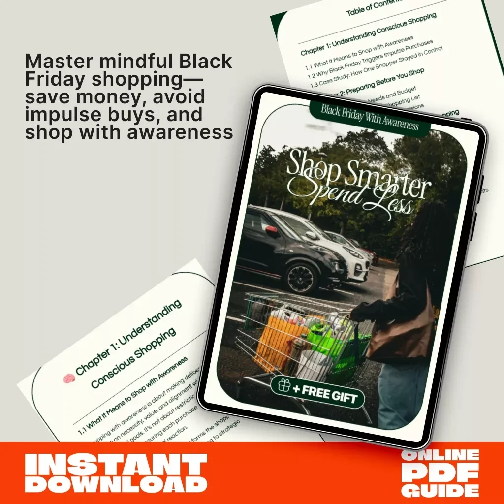 Black Friday with Awareness: Shop Smarter, Spend Less | Conscious Shopping Guide, Mindful Spending eBook, Budget Planning Checklist, Digital Download for Smart Shoppers