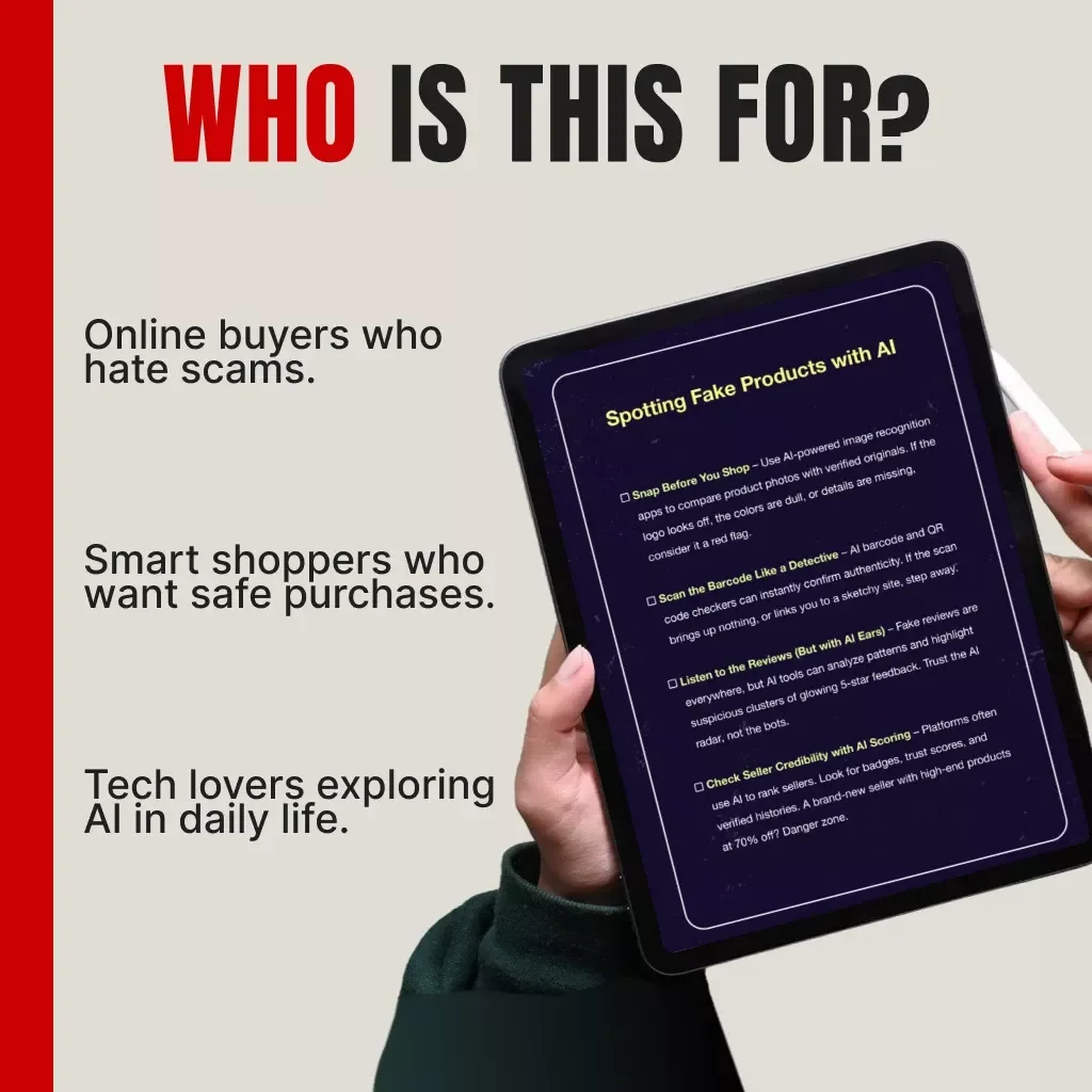 Spotting Fake Products with AI – Digital Checklist | How to Spot Fake Products with AI | Authentic Shopping Guide, AI Anti-Counterfeit Tool, Printable Download