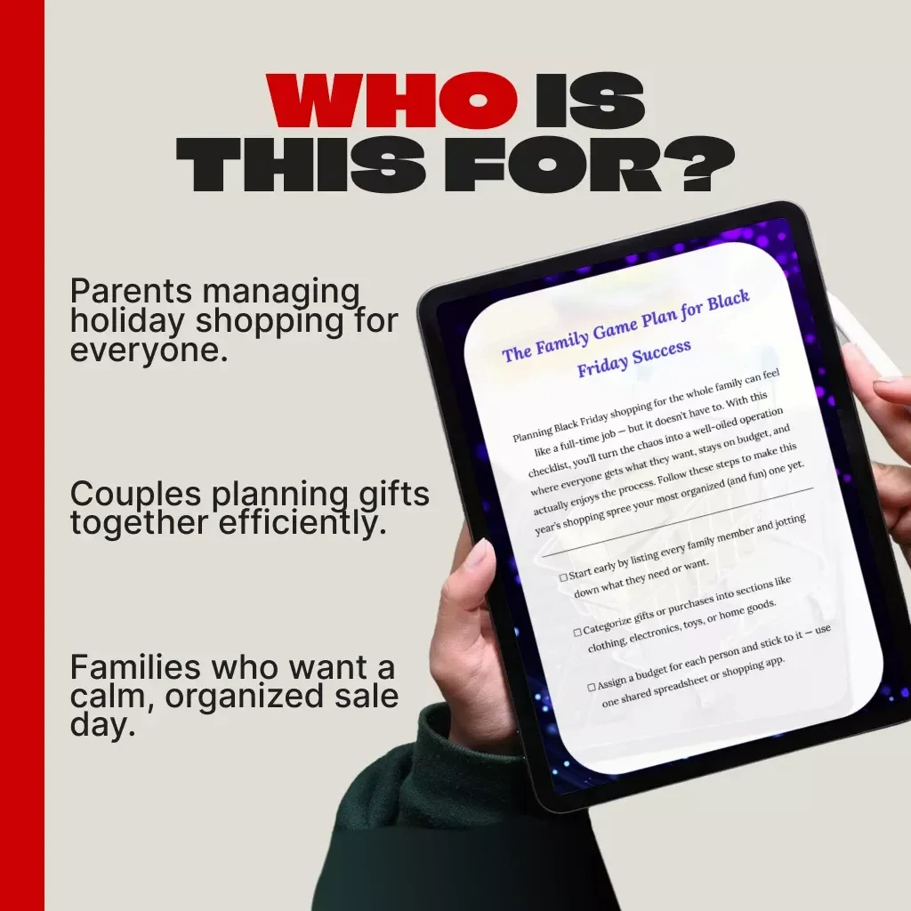 The Family Game Plan for Black Friday Success | Printable Checklist & Digital Download Guide for How to Plan Black Friday Shopping for the Whole Family