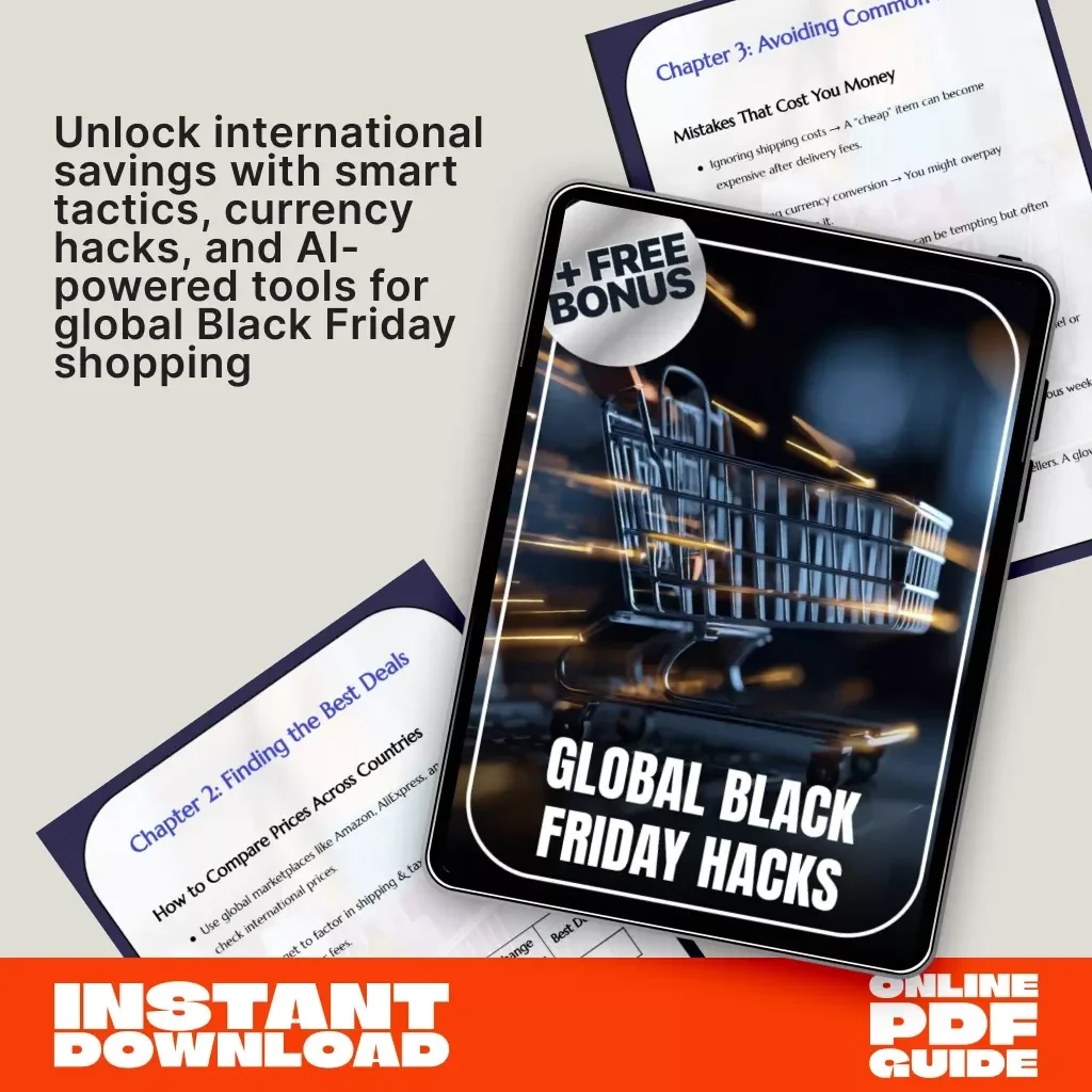 Global Black Friday Hacks | Ultimate Guide for International Shoppers | Digital Download with Expert Tips for International Black Friday Shopping, AI Tools, & Smart Savings Strategies