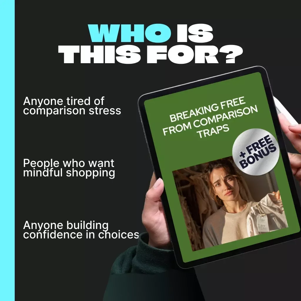 Breaking Free from Comparison Traps | Digital Self-Growth Guide for Mindful Shopping | How to Ignore Social Comparison When Shopping | Printable eBook, Mindset & Habit Builder
