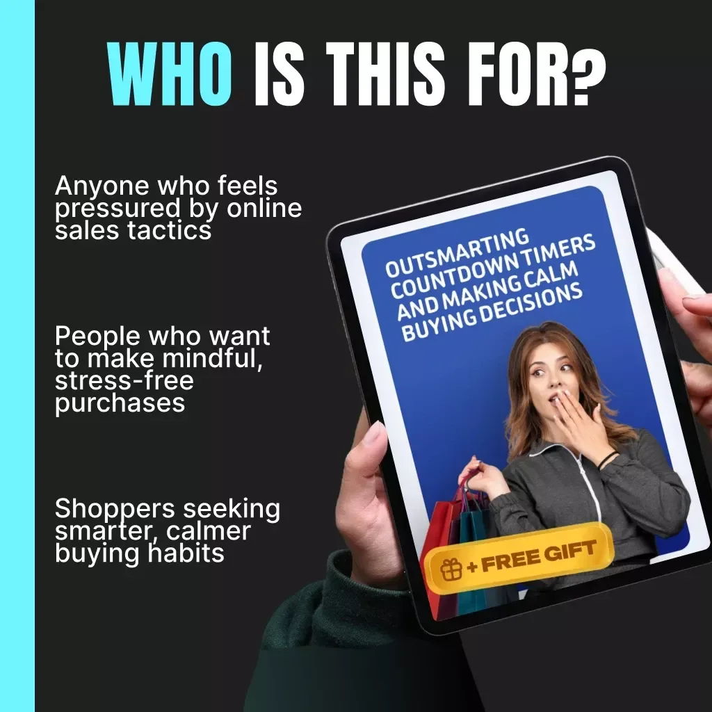 Outsmarting Countdown Timers and Making Calm Buying Decisions – Digital Guide | Learn how to ignore countdown timers, shop mindfully, and make stress-free purchasing choices | eBook for mindful shoppers, smart consumers, and conscious buyers