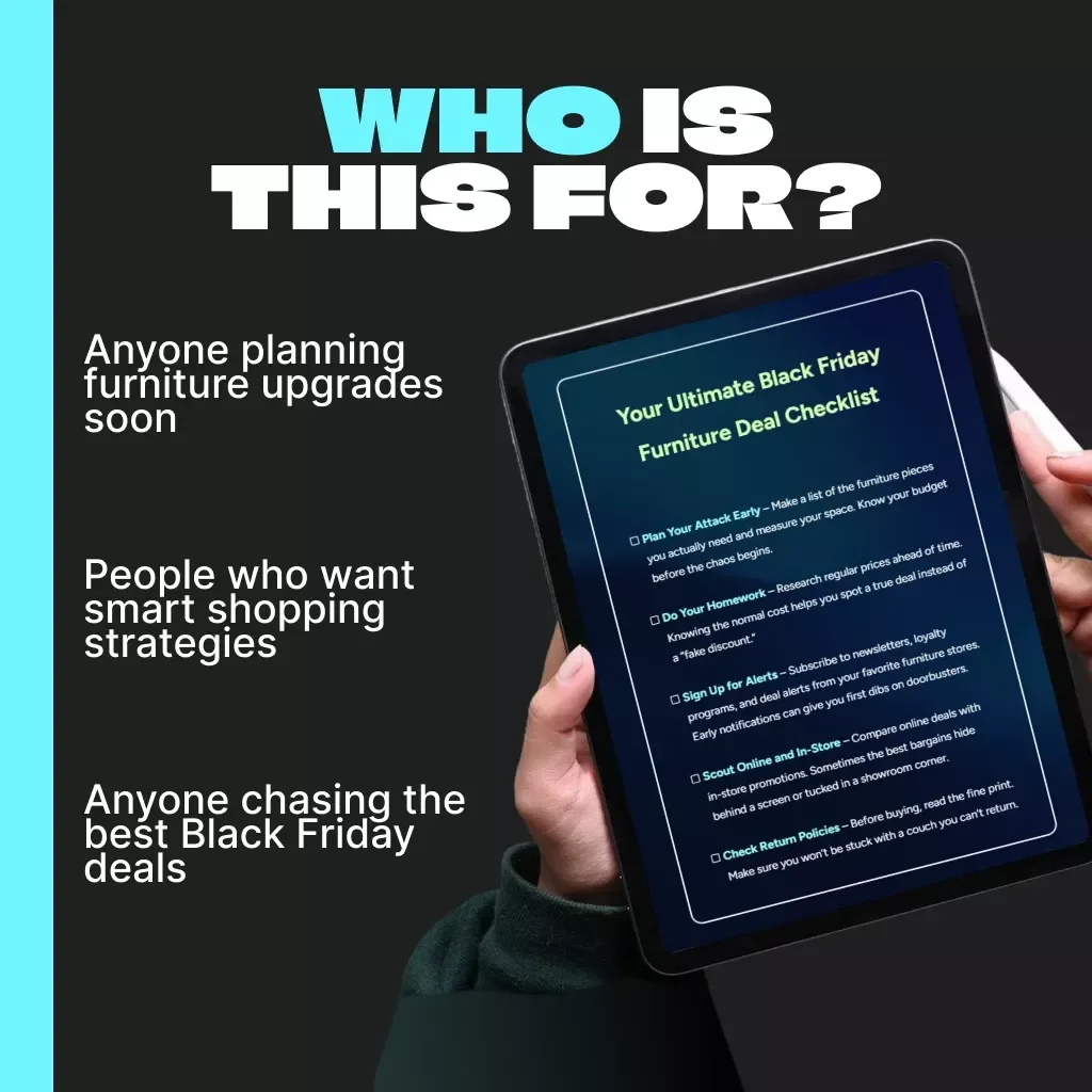 Your Ultimate Black Friday Furniture Deal Checklist | Printable Digital Download | How to Find Furniture Deals on Black Friday Guide for Smart Shoppers