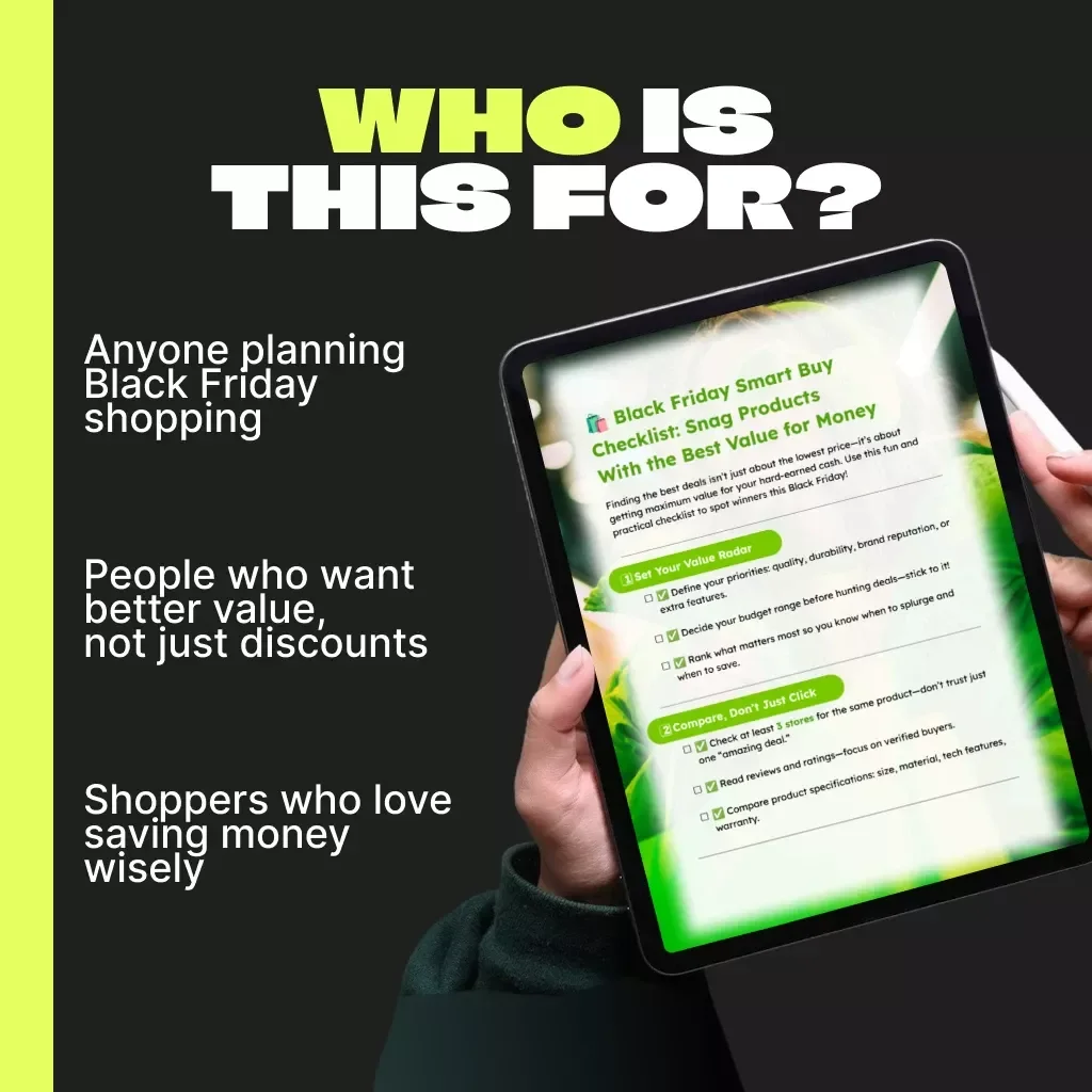 Black Friday Smart Buy Checklist: Snag Products With the Best Value for Money | Digital Download Guide to How to Identify Products with the Best Value for Money | Smart Shopping eBook for Savvy Black Friday Buyers