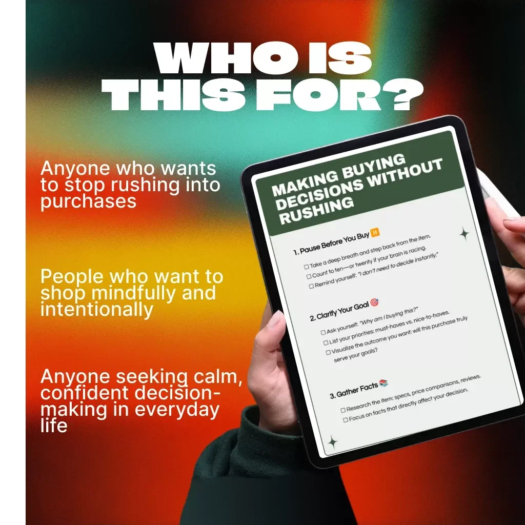 Making Buying Decisions Without Rushing | Mindful Shopping eBook | Smart Consumer Guide | Digital Download for Thoughtful Buyers