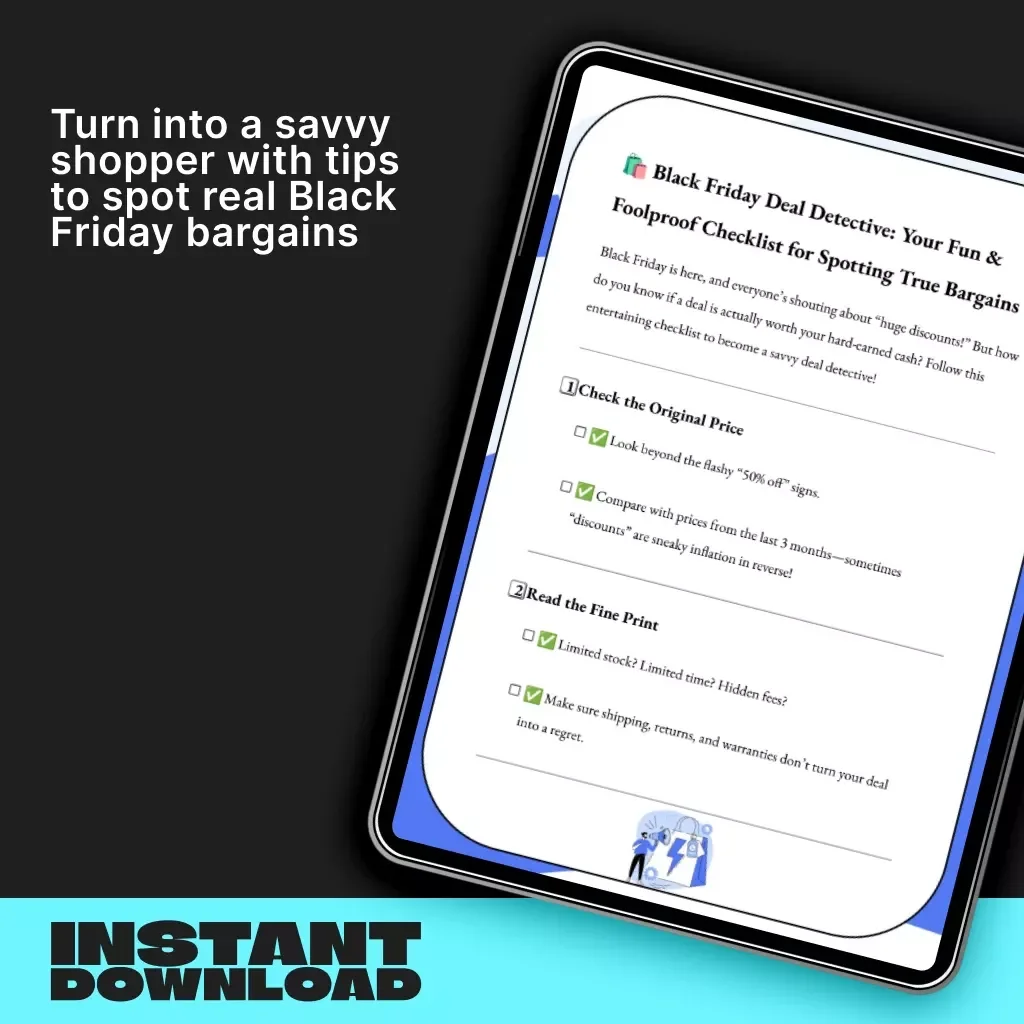 Black Friday Deal Detective: Your Fun & Foolproof Checklist for Spotting True Bargains | Smart Shopping Guide | How to Evaluate the True Value of Black Friday Deals | Digital Download